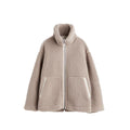 Damen oversized Fleecejacke mit hochschließendem Kragen und praktischen Taschen R&B