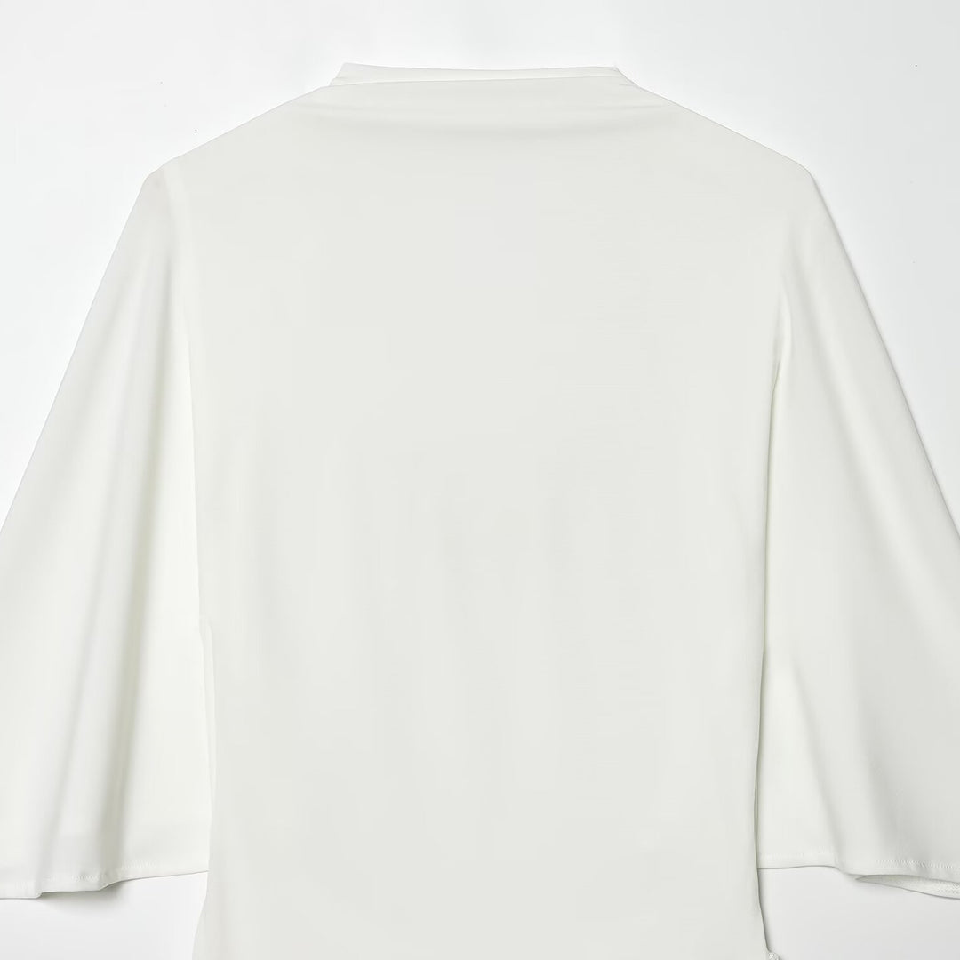 Damen elegantes Oberteil mit geschwungenem Saum und funkelnden Applikationen R&B