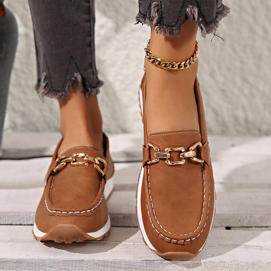 Damen Mokassin-Pantoletten mit dekorativer Kettenverzierung und komfortablem Innenfutter R&B