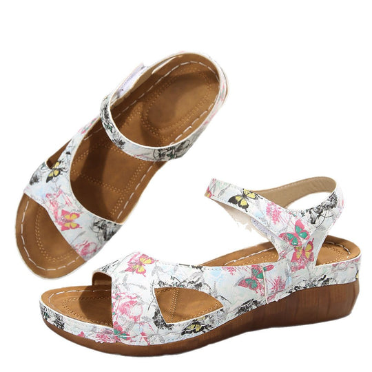 Damen Komfortable und stilvolle Wedge-Sandalen mit floralem Design R&B