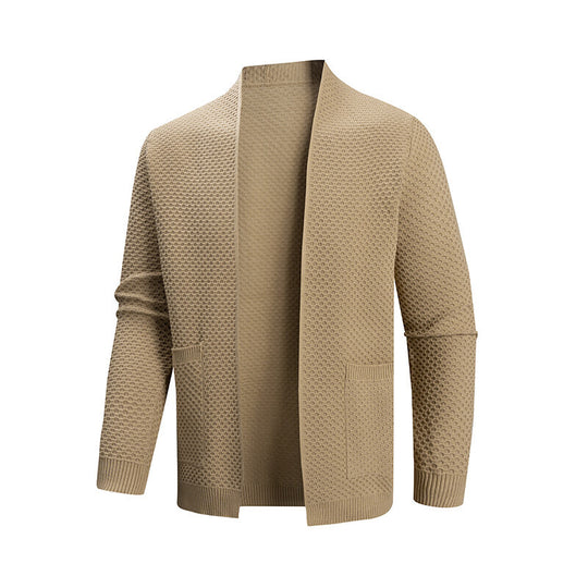 Herren Strickjacke mit modernem Strukturmuster und praktischen Taschen R&B