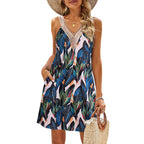 Damen Sommerliches Freizeitkleid mit Brautspitzen-Ausschnitt
