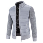 Herren nan Hybrid-Strick-Steppjacke mit wattierter Front, ergonomischen Strickärmeln und hohem Stehkragen R&B