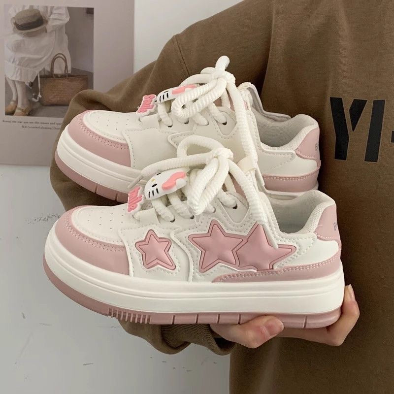 Damen Modische Sneakers mit Sternen-Applikationen und gepolsterter Sohle R&B