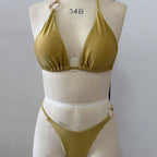 Damen Triangel-Bikini-Set mit modischen Metallringen R&B