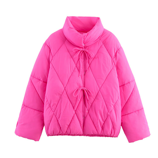 Damen gesteppte Übergangsjacke mit hochgeschlossenem Kragen und Kordelzug R&B