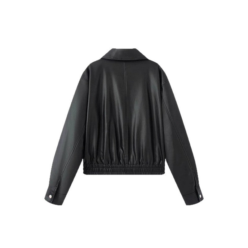 Damen modische Kunstlederjacke mit raffinierter Passform R&B