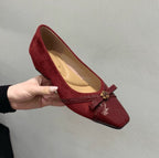 Damen Elegant geschnürte Ballerinas mit dekorativer Schleifenverzierung R&B