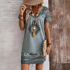 Damen lässiges Tunika-Kleid mit ethnischem Muster R&B