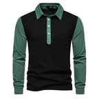 Herren Langarm-Henley-Shirt aus hochwertigem, atmungsaktivem Material mit Kontrastärmeln