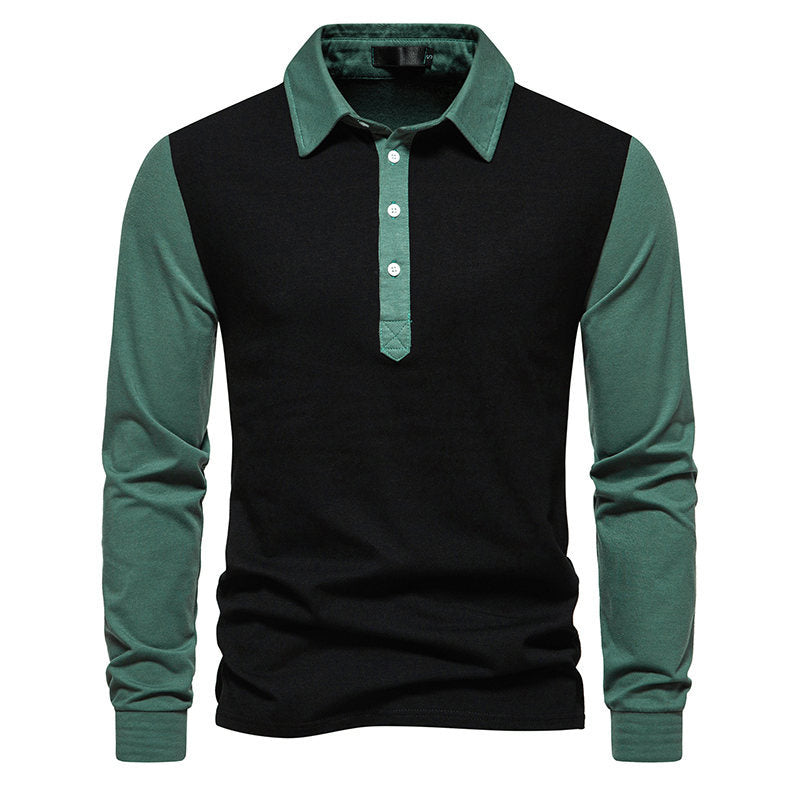 Herren Langarm-Henley-Shirt aus hochwertigem, atmungsaktivem Material mit Kontrastärmeln