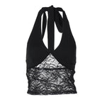 Damen Spitzen-Crop-Top mit Halterträgern und figurbetontem Schnitt R&B