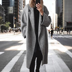 Damen Oversized Wollmantel mit doppelt-knöpfigem Design und lässigem Schnitt R&B
