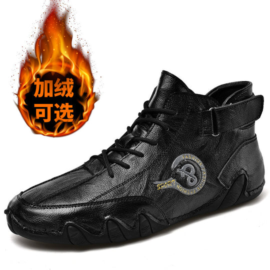 Herren Hochwertige Leder-Sneaker mit rutschfester Sohle und gepolstertem Knöchel R&B