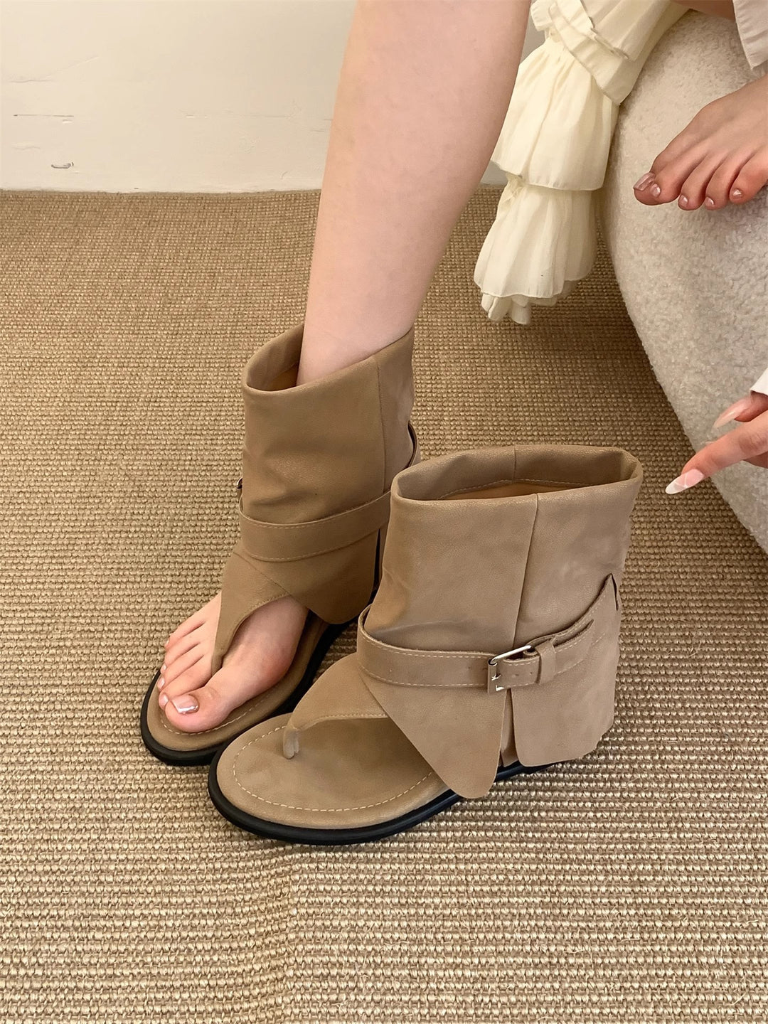 Damen Offene Stiefel mit verstellbarem Riemen und ergonomischer Sohle R&B