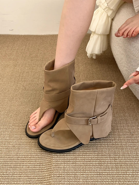 Damen Offene Stiefel mit verstellbarem Riemen und ergonomischer Sohle R&B