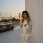 Damen Set aus lässigem Hemd und weiten Hosen im geometrischen Design R&B