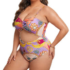 Damen Cropped Bikini-Set mit dekorativem Knoten und hohem Beinausschnitt R&B