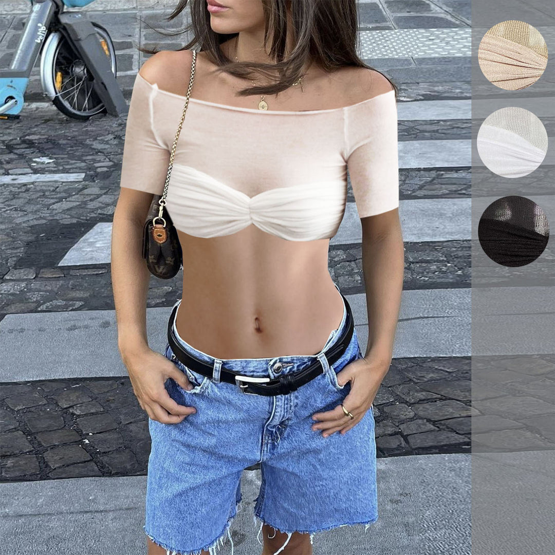 Damen Crop-Oberteil mit Raffungen R&B