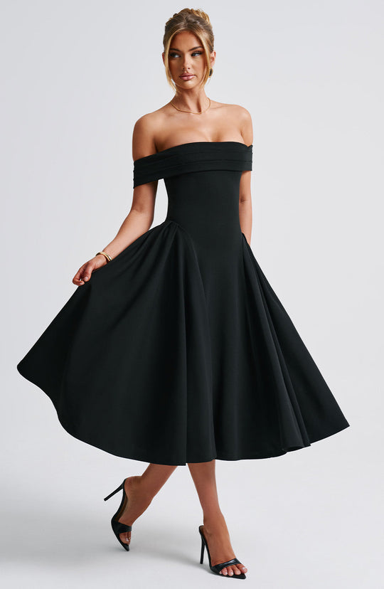 Damen Elegantes Abendkleid mit Schulterfreiem Design und Voluminösem Rock R&B