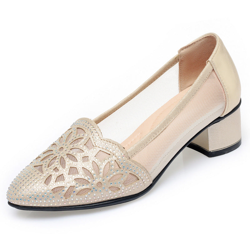 Damen Ballerinas mit filigranem Blumenmuster und transparenten Mesh-Einsätzen R&B