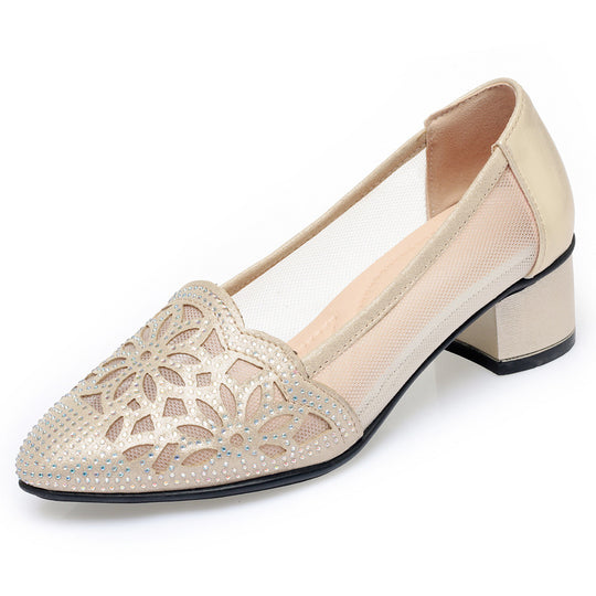 Damen Ballerinas mit filigranem Blumenmuster und transparenten Mesh-Einsätzen R&B