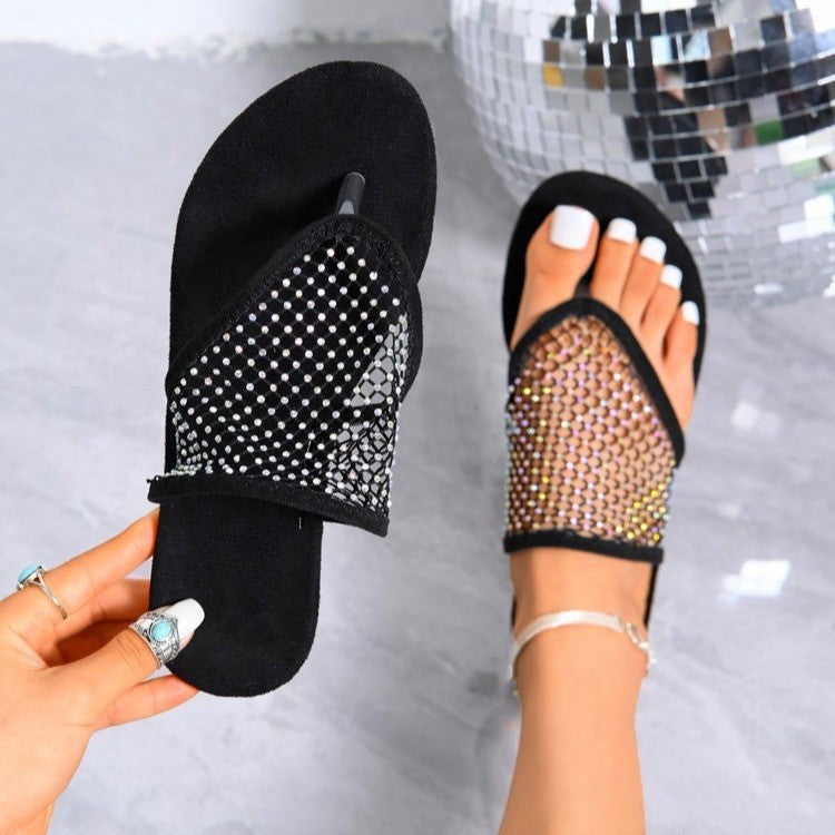 Damen Modische Netz-Sandalen mit funkelnden Akzenten und rutschfester Sohle R&B