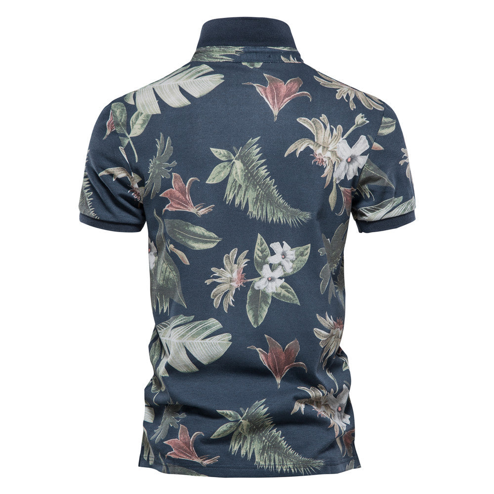 Herren Polohemd mit floralem Design und klassischem Kragen
