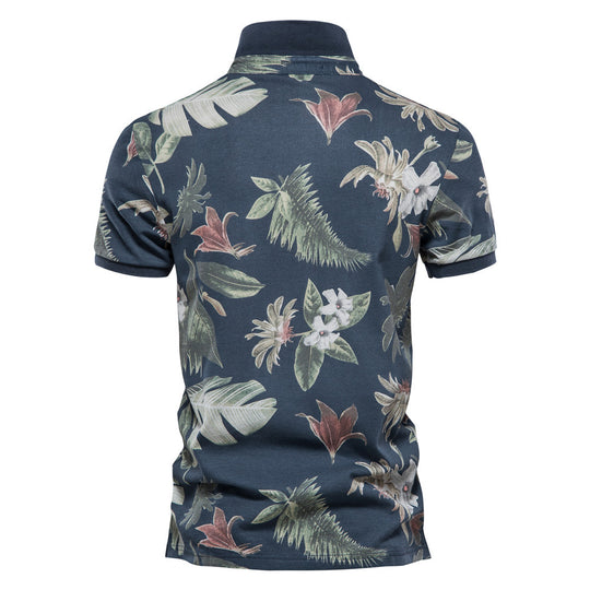 Herren Polohemd mit floralem Design und klassischem Kragen R&B