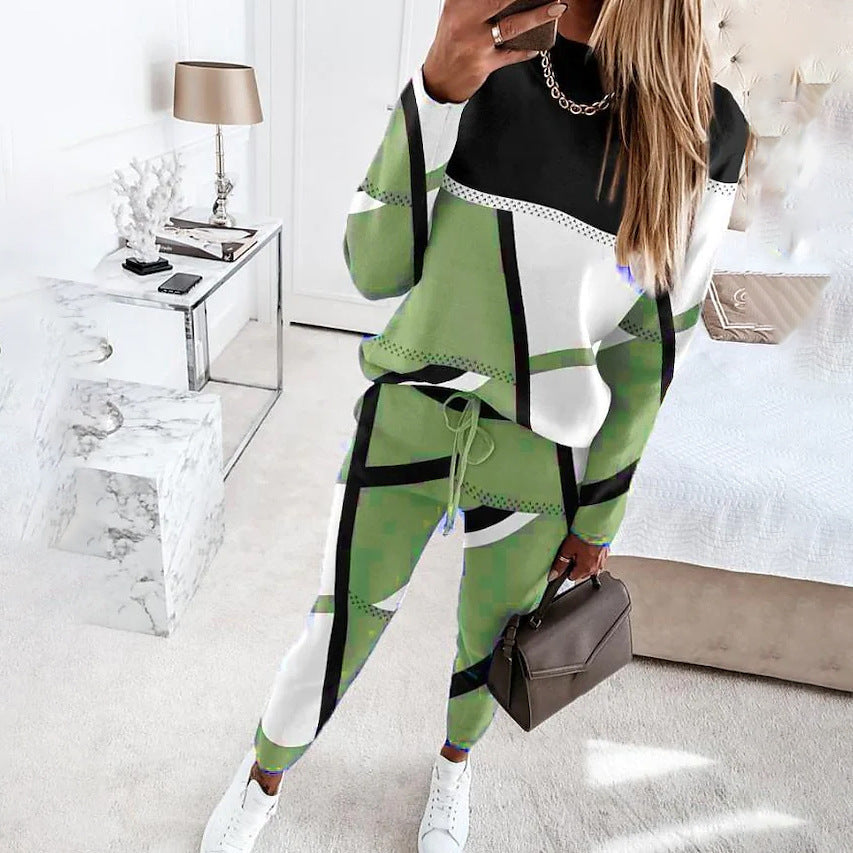 Damen Sportliches Loungewear-Set mit modernem geometrischen Design R&B