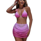 Damen Bikini-Set mit verstellbaren Trägern und rüschenförmigem Rock R&B