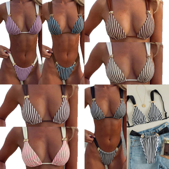 Damen Triangel-Bikini-Set mit luxuriösen Goldakzenten R&B