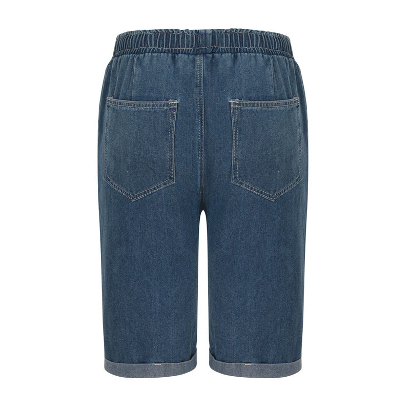 Damen Denim-Shorts mit elastischem Bund und lässigem Schnitt R&B