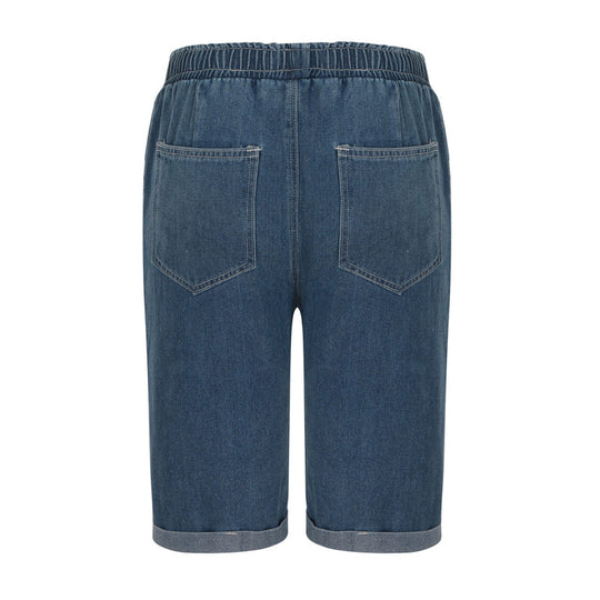 Damen Denim-Shorts mit elastischem Bund und lässigem Schnitt R&B