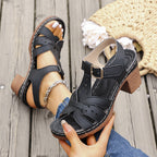 Damen Elegante Plateau-Sandaletten mit verstellbarem Riemen und atmungsaktivem Obermaterial R&B