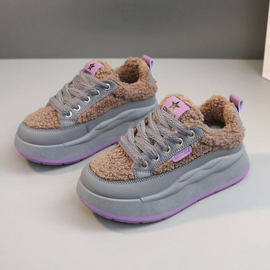 Damen modische Sneaker mit glänzenden Akzenten und kuscheliger Stoffoberfläche R&B