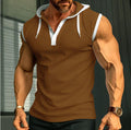 Herren ärmelloses Polo-Shirt mit stylishem Kapuzenkragen R&B