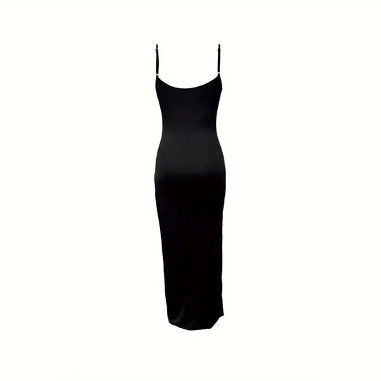 Damen figurbetontes Maxikleid mit seitlichen Rüschendetails und tiefem Schlitz R&B