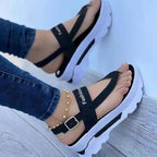 Damen modische Wedge-Sandalen mit ergonomischem Riemendesign und rutschfester Sohle R&B