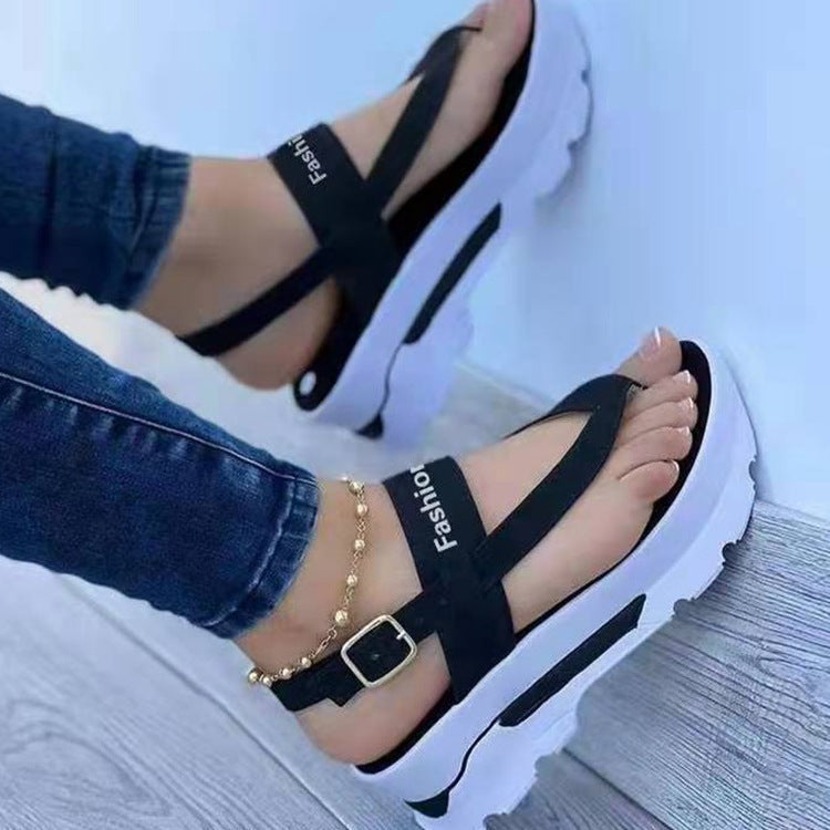 Damen modische Wedge-Sandalen mit ergonomischem Riemendesign und rutschfester Sohle R&B