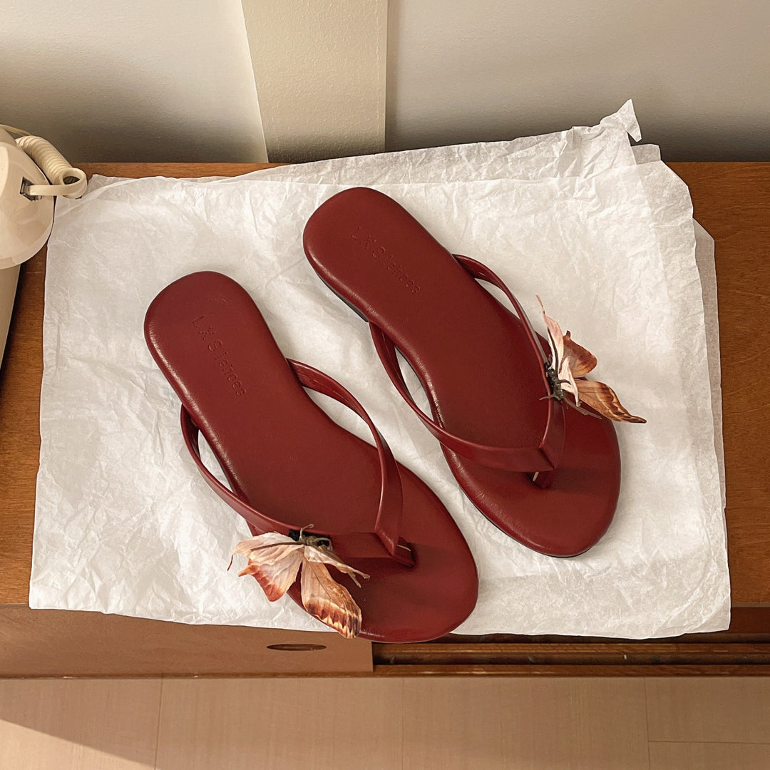Damen elegante Flip-Flops mit modischen Schmetterlingsapplikationen R&B