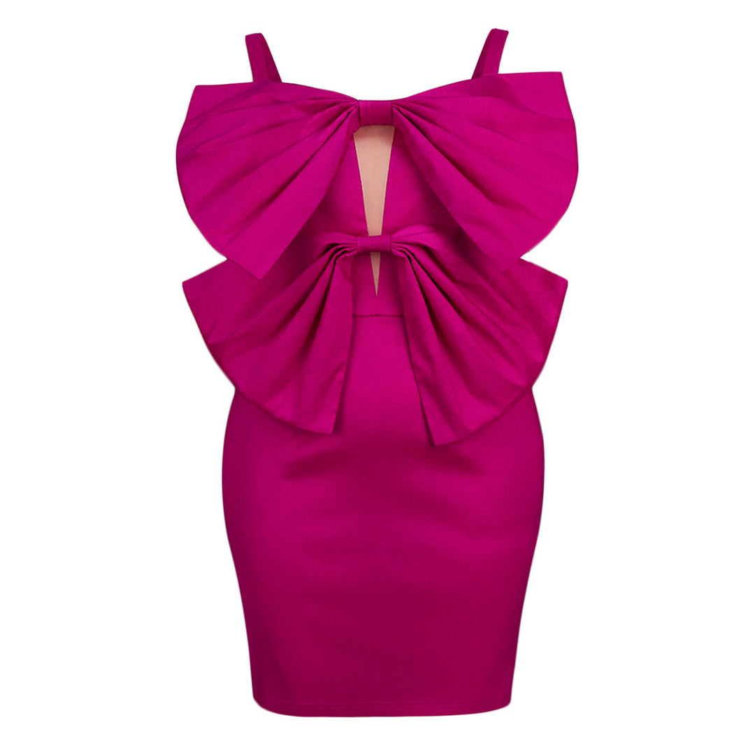 Damen figurbetontes Kleid mit voluminösen Schleifen R&B