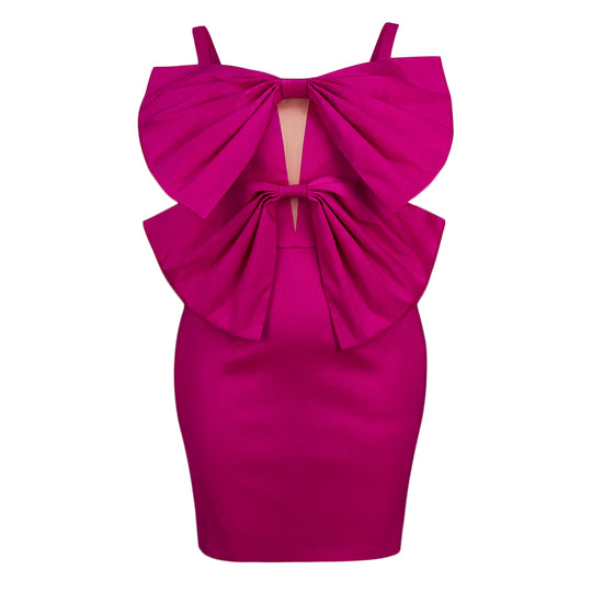 Damen figurbetontes Kleid mit voluminösen Schleifen R&B
