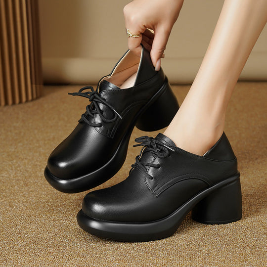 Damen Retro Schnürschuhe mit bequemer Plateausohle R&B