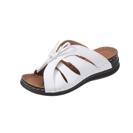 Damen Komfortable und modische Zehentrenner-Sandalen mit Schleifen-Design R&B