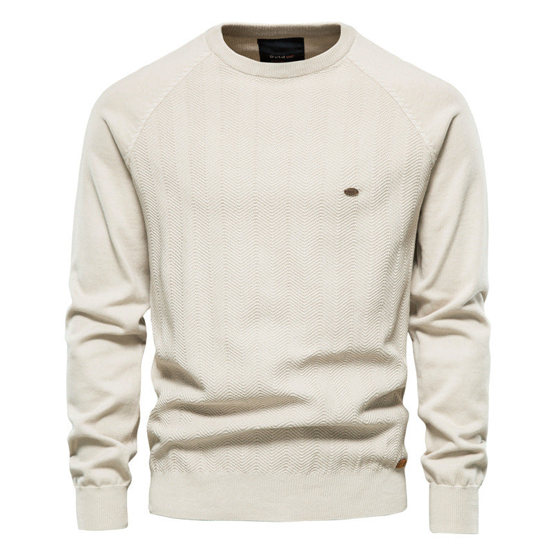 Herren Strickpullover mit elegantem Zickzackmuster und Rundhalsausschnitt R&B