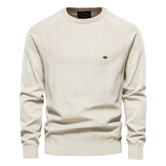Herren Strickpullover mit elegantem Zickzackmuster und Rundhalsausschnitt R&B