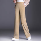 Damen Cord Stoffhose weit mit elastischem Bund
