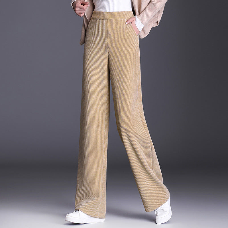 Damen Cord Stoffhose weit mit elastischem Bund