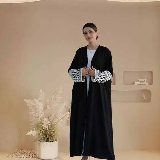 Damen Elegante Kaftan-Jacke mit dekorativen Ärmeln und Gürtel R&B